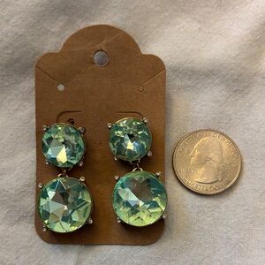 Estate Pale Blue-Green Turquoise Rhinestone Earrings